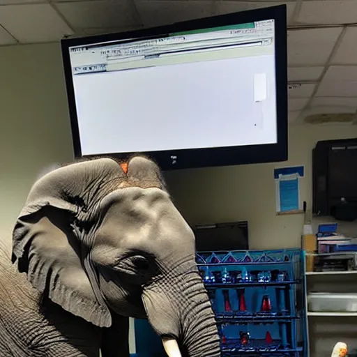 Prompt: photo of an elephant getting a pcr covid 1 9 test