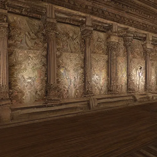 Image similar to ornate wall, full of paintings of angels, unreal engine texture highly detailed