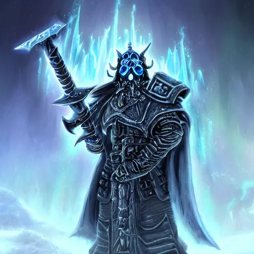 Image similar to the lich king from world of warcraft artwork by loftis cory