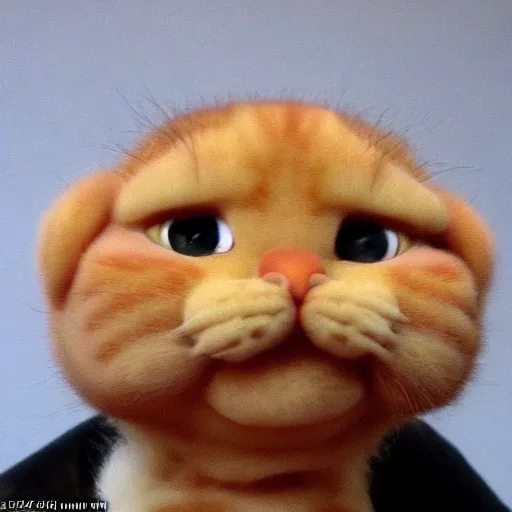 Image similar to bald garfield in real life, garfield has no hair on the top of his head, bald spot on his head, photo