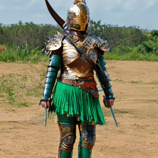 Image similar to photo of a female warrior with malachite armour