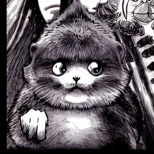 Prompt: a hamster in the manga Berserk