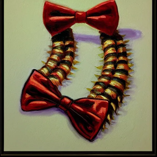 Prompt: painting concept art impressionist silk worms bowtie, elegant, detailed,