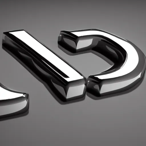 Image similar to a chrome logo that says '! dream ', typography, 3 drender, octane render