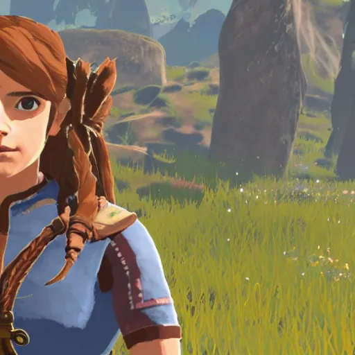 Image similar to emma watson screenshot from in Breath of the Wild