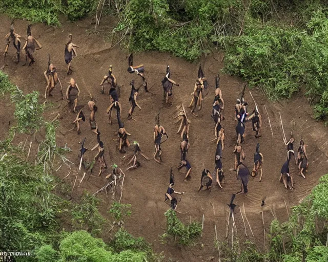 Image similar to award winning national geographic photograph of an uncontacted tribe of cyborgs