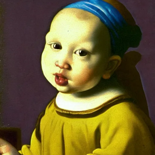 Image similar to baby Einstein, Vermeer painting, high quality