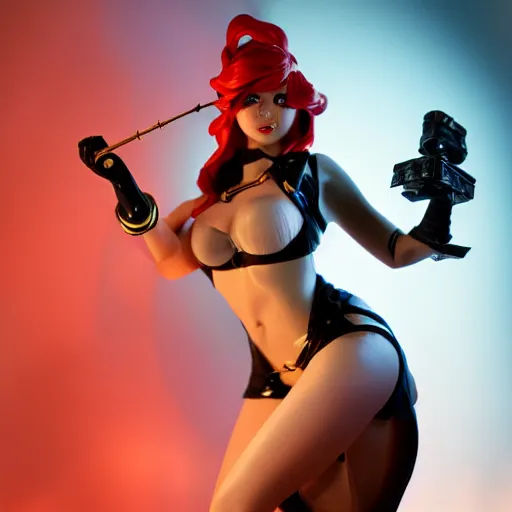 Image similar to miss fortune from league of legends, actionfigure, studio lighting, product shoot