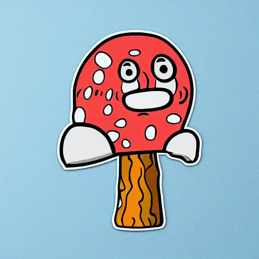 Image similar to anthropomorphic mushroom, sticker,