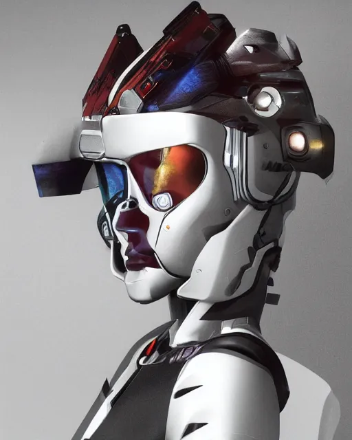 Prompt: fine art portrait head shot minimal angel geisha cyborg mech by ilm and bill sienkiewicz and emmanuel shiu, zaha hadid, simplified neo - futuristic tactical, posed feminine, studio, mamiya 6 5 mm photograph, iso 4 0 0, f / 5. 6, hyperrealism, studio lighting, high detail, sharp focus, trending artstation, cgsociety