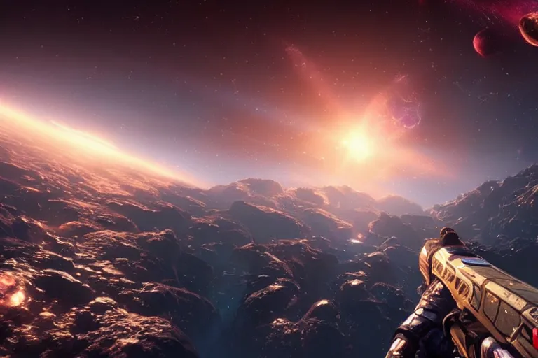 Image similar to screenshot from bethesda's new epic space video game starfield