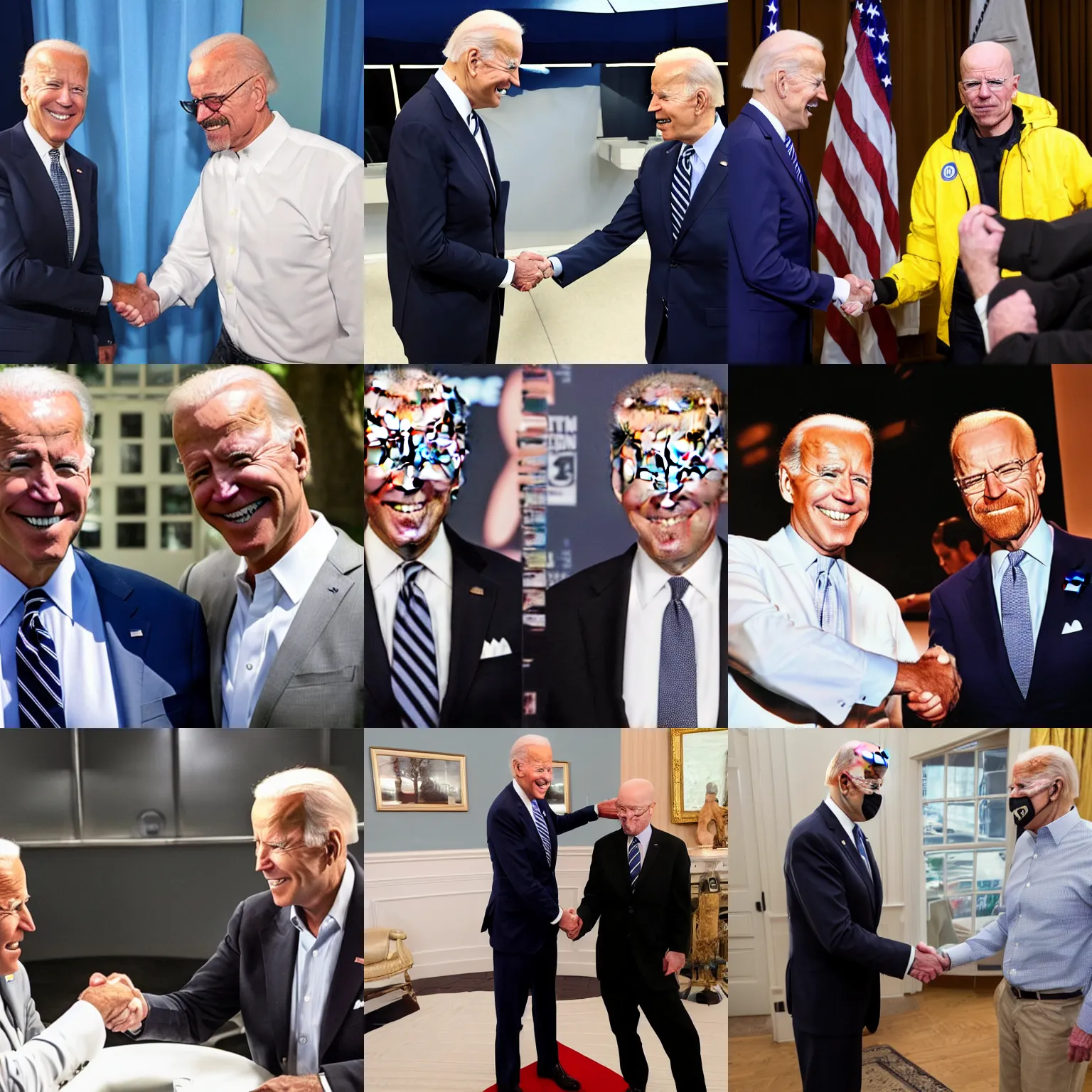 Prompt: joe biden and walter white shake hands for the camera, 2 0 1 7