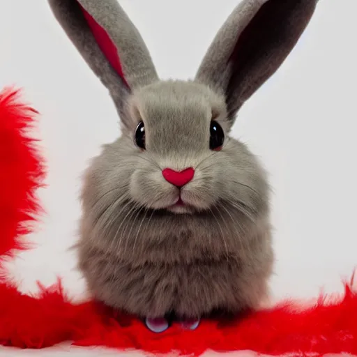 Prompt: an adorable crimson bunny creature with four eyes