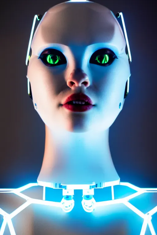 Image similar to detailed photo of the half - cybernetic robocatgirl, symmetry, awesome exposition, very detailed, highly accurate, intricate, professional lighting diffracted lightrays, 8 k, sense of awe, science magazine cover