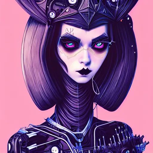 Prompt: gothic, cybernetic alien princess in the mountains, extremely detailed, sharp focus, portrait, smooth, digital illustration, by james jean, by rossdraws, frank franzzeta, sakimichan