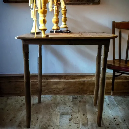 Prompt: photo of a creepy table