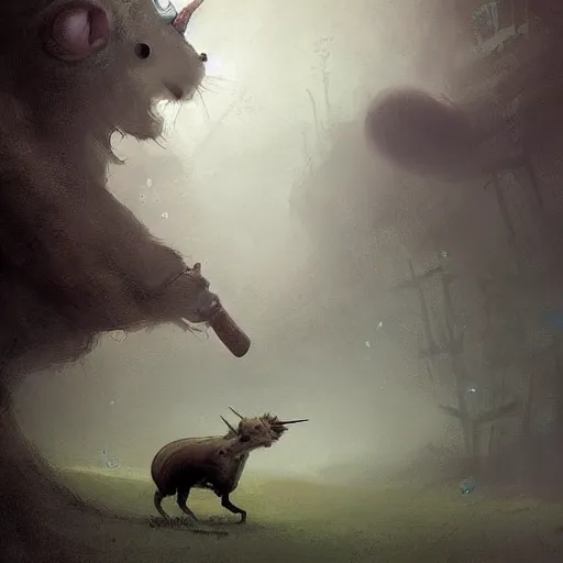 Image similar to hybrid of mouse and unicorn and rat, half unicorn - half mouse, digital art fantasy art, art by george stubbs, jakub rozalski, anton fadeev