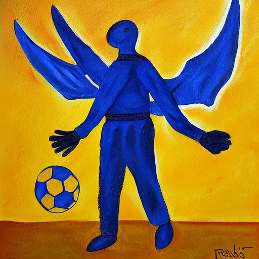 Image similar to goal keeper with wings, rennasainse painting