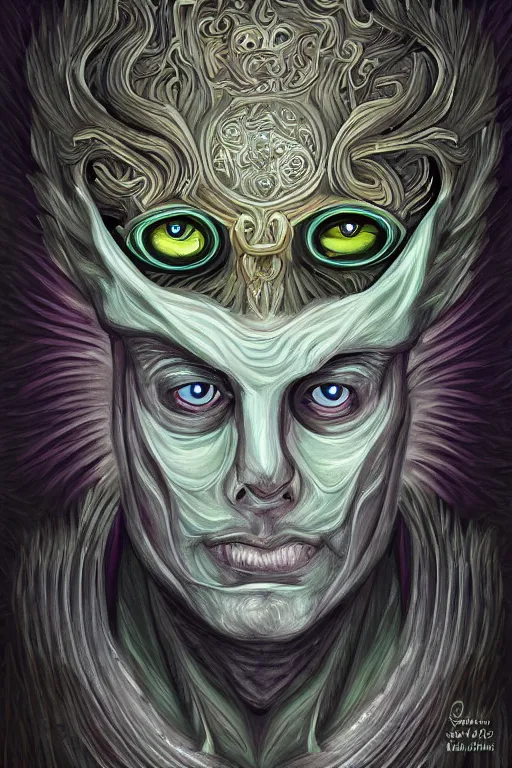 Prompt: portrait of man with seven eyes | digital painting | highly detailed | fantasy