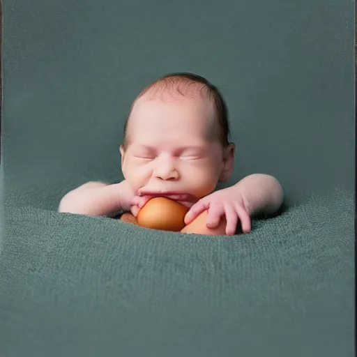 Prompt: Baby Alf hatching from an egg, aww, cute, studio photograph