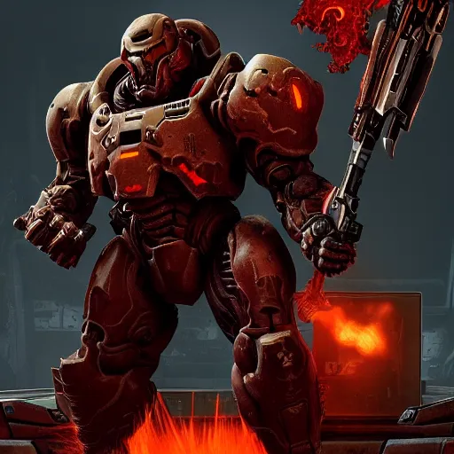 Image similar to doom slayer from doom eternal, photography