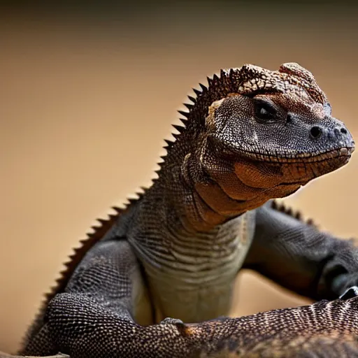 Image similar to a hybrid between a komodo-dragon and a pangolin, national geographic file-photo, photography