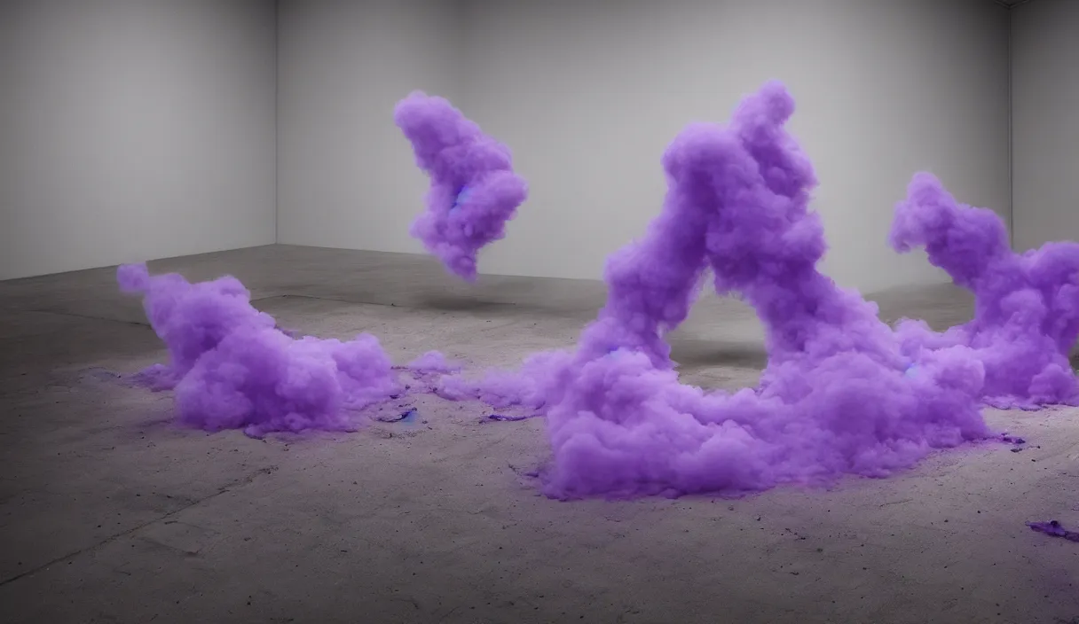 Prompt: artwork by pierre huyghe and paul thek with wax melting, purple smoke, sigma, 8 k, 3 5 mm, f / 3 2