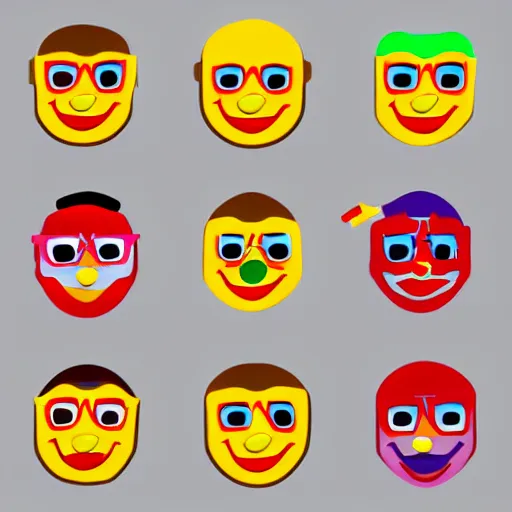 Prompt: clown nerd emoji , vector illustration