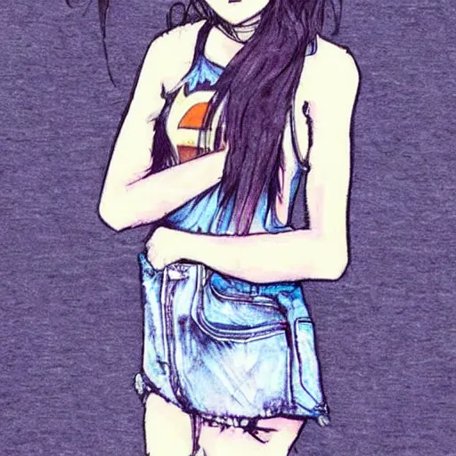 Image similar to girl, grunge outfit, cute artwork