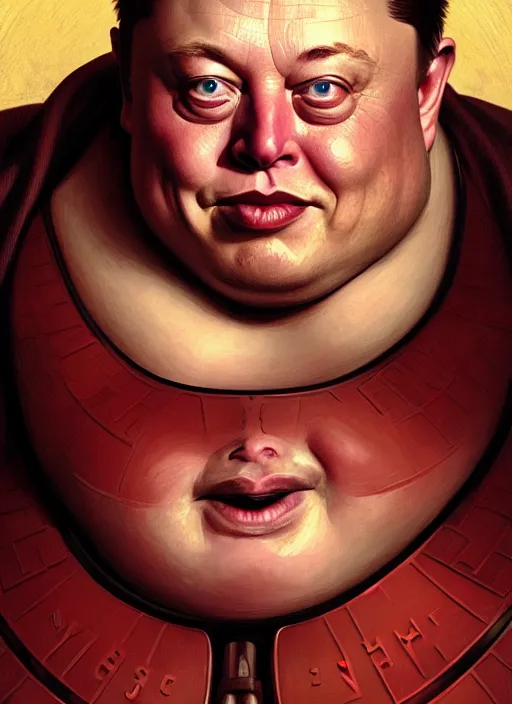 Image similar to elon musk as vladimir harkonnen!!, obese, portrait, intricate, elegant, highly detailed, digital painting, artstation, concept art, wallpaper, smooth, sharp focus, illustration, art by h. r. giger and artgerm and greg rutkowski and alphonse mucha