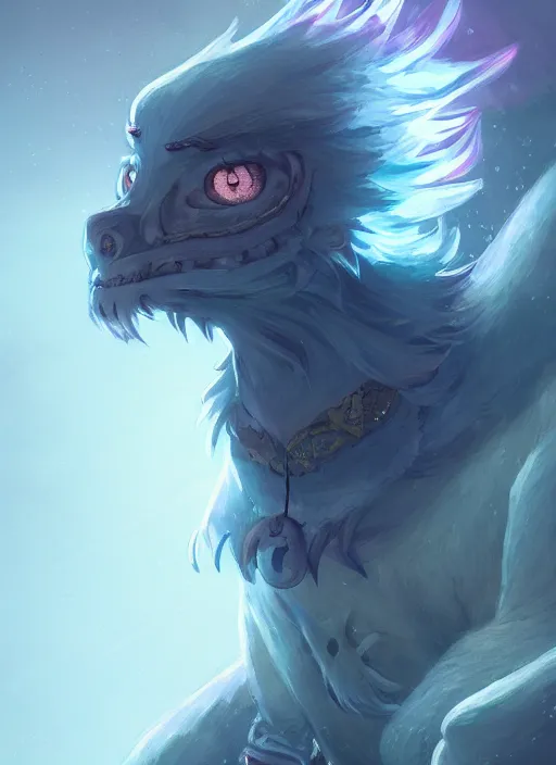 Prompt: a portrait of cute mystic beast - kun, intricate, tone mapped, ambient lighting, highly detailed, digital painting, artstation, concept art, 4 k, god rays, stunning beautiful, glowing eyes, sharp focus, by makoto shinkai and akihiko yoshida and hidari and wlop