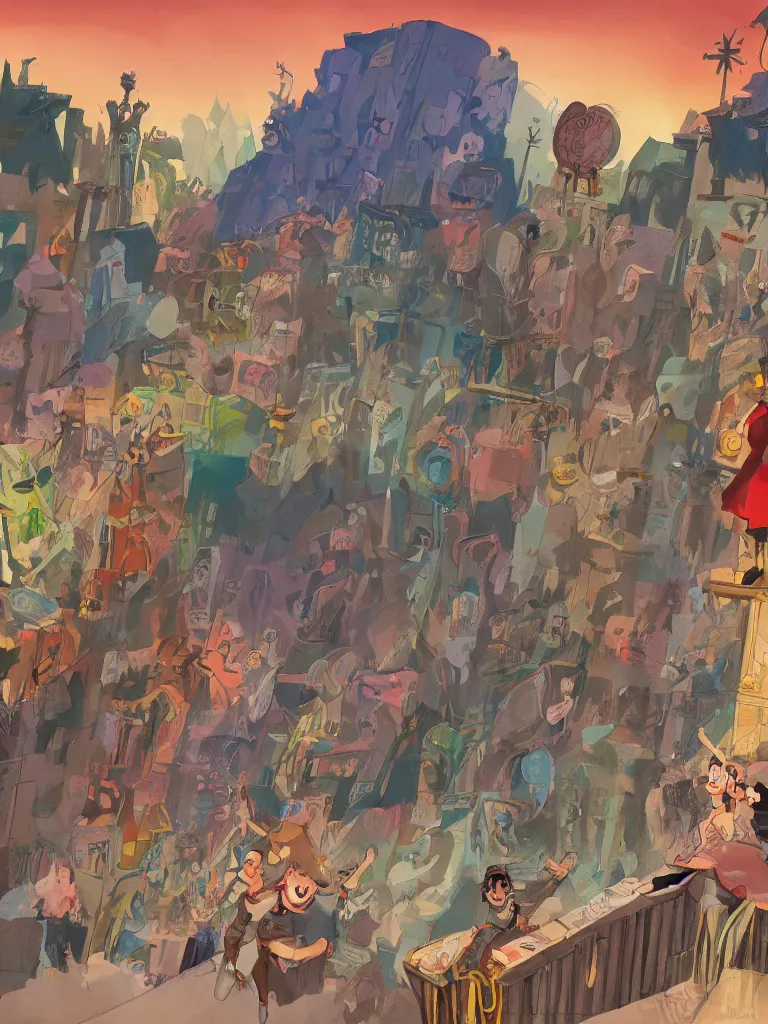 Image similar to broadway show by disney concept artists, blunt borders, rule of thirds