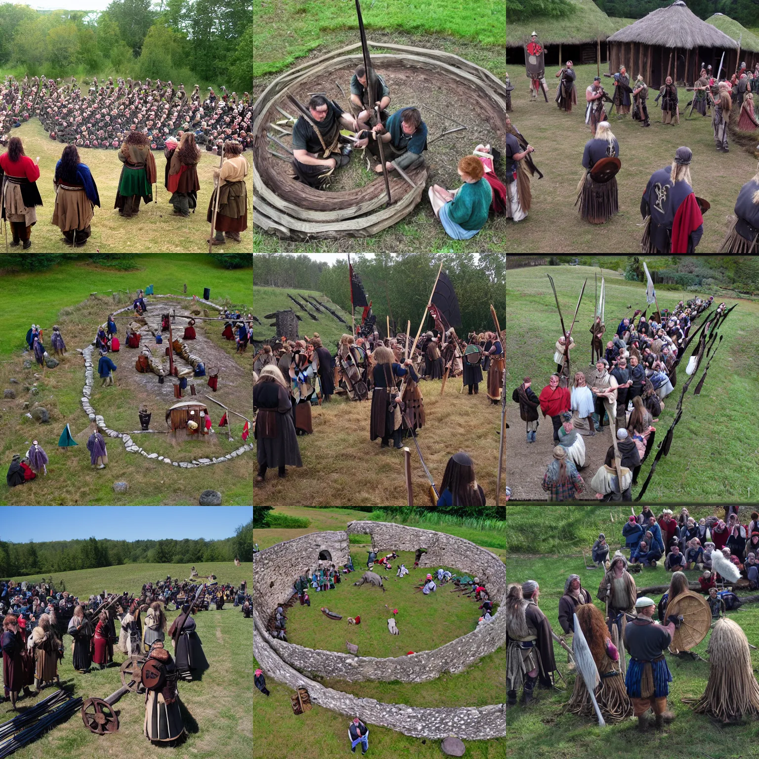 Prompt: eagle view reenactment ironage celtic village