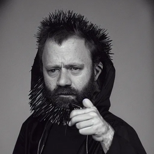 Image similar to Singing Tthhoomm Yyoorrkkee, with a beard and a black jacket, a portrait by John E. Berninger, dribble, neo-expressionism, uhd image, studio portrait, 1990s