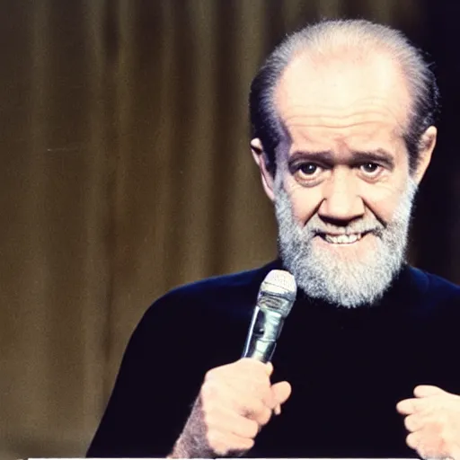 Image similar to George Carlin as president, extremely muscular, 50mm, award winning