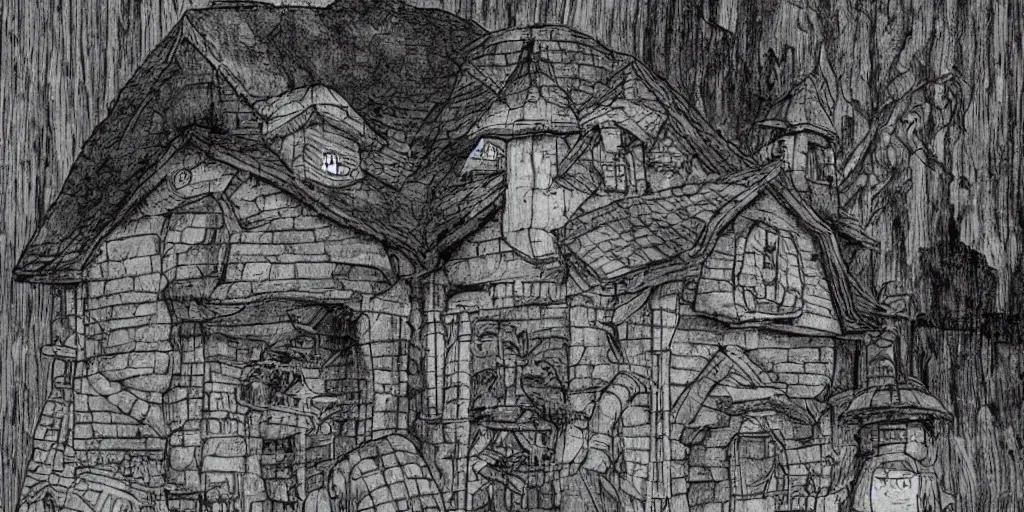 Image similar to house, barn, golem. fable haven by hayao miyazaki : : house, barn, golem