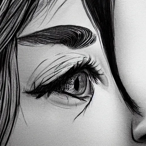 Prompt: detailed illustration close up of a crying pretty woman, highly detailed, realistic, trending on art station