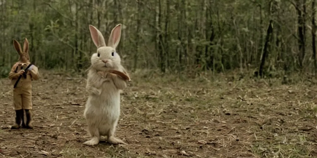 Image similar to a rabbit in the movie moonrise kingdom, screenshot