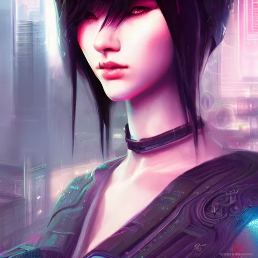 Image similar to teen elf, cyberpunk, black hair, gorgeous, amazing, elegant, intricate, highly detailed, digital painting, artstation, concept art, sharp focus, illustration, art by ross tran