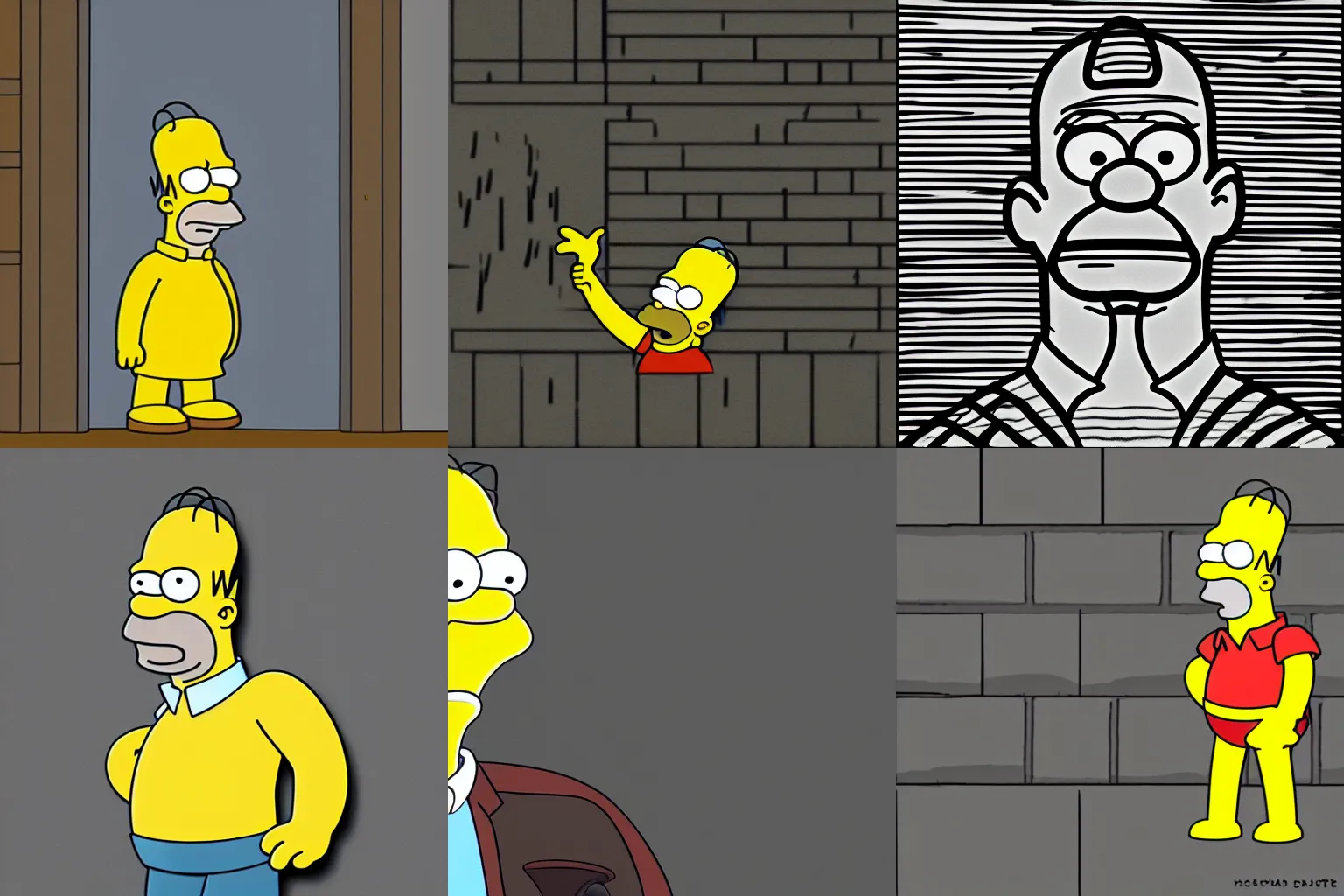 Prompt: Homer Simpson in a dark dungeon, Gloomy, Cell Shaded