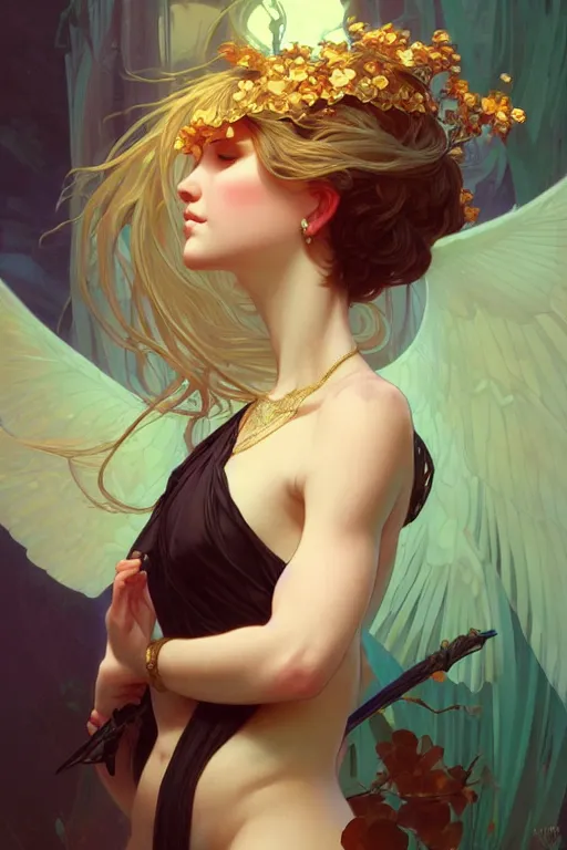 Image similar to a beautiful maidenn, fantasy, portrait, sharp focus, intricate, elegant, digital painting, artstation, matte, highly detailed, concept art, illustration, ambient lighting, art by ilya kuvshinov, artgerm, Alphonse mucha, and Greg Rutkowski