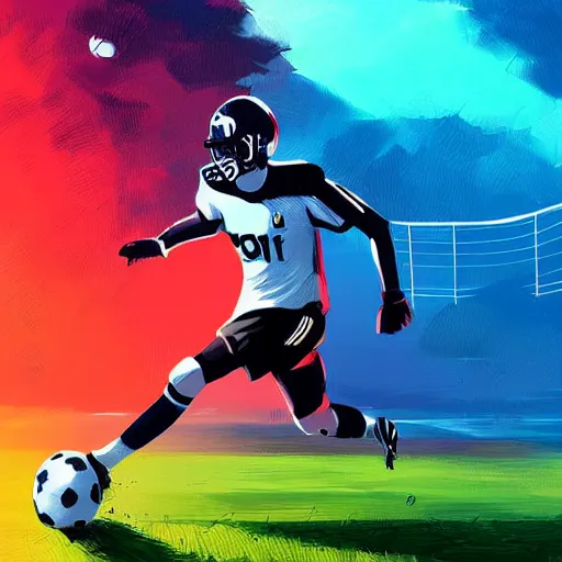 Prompt: detailed illustration of a football ball by alena aenami and annato finnstark