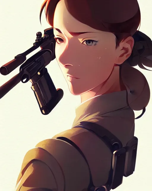 Image similar to upper body portrait of a female sniper, modern era, portrait shinkai makoto studio ghibli studio key hideaki anno sakimichan stanley artgerm lau rossdraws james jean marc simonetti elegant highly detailed digital painting artstation pixiv