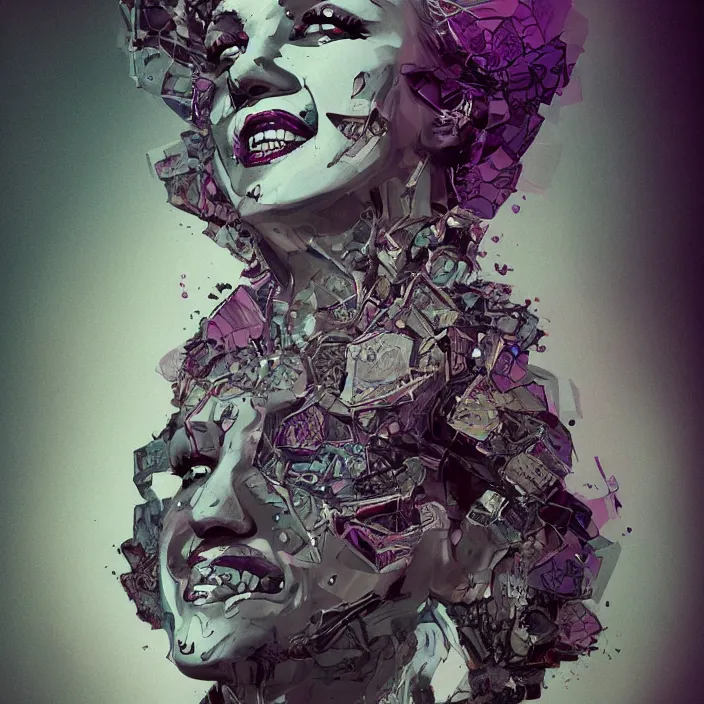 Prompt: portrait of Marilyn Monroe as a skull in a suit. intricate abstract. intricate artwork. nightmare fuel. by Tooth Wu, wlop, beeple, dan mumford. octane render, trending on artstation, greg rutkowski very coherent symmetrical artwork. cinematic, hyper realism, high detail, octane render, 8k, iridescent accents