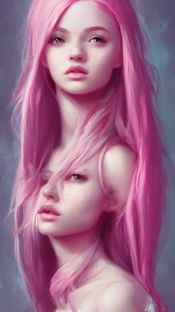 Image similar to teen girl, pink hair, gorgeous, amazing, elegant, intricate, highly detailed, digital painting, artstation, concept art, sharp focus, illustration, art by Ross tran