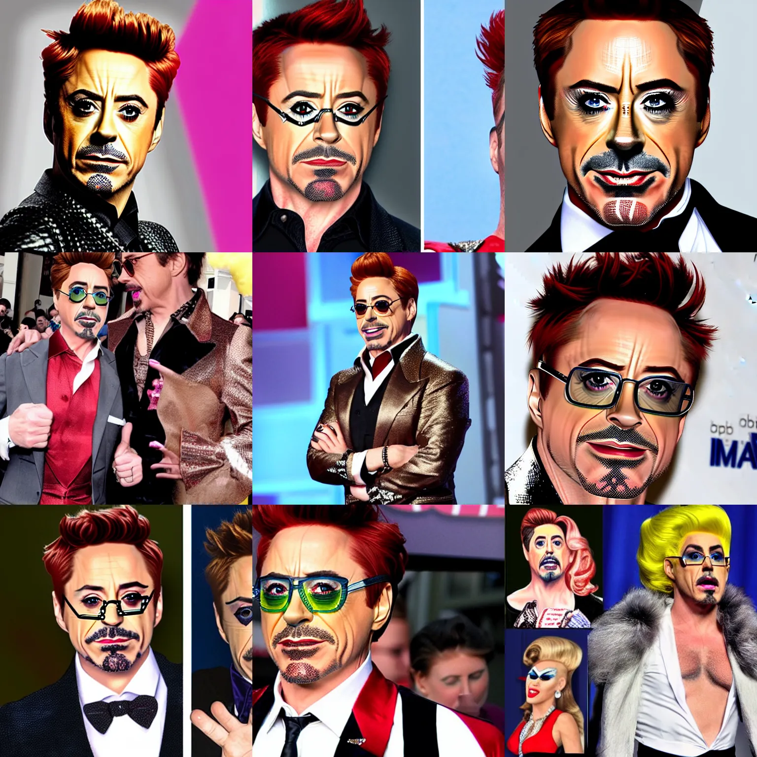 Prompt: drag queen Robert Downey Jr