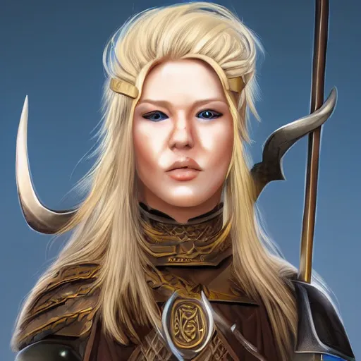 Image similar to blonde viking warrior princess, digital art, trending on artstation