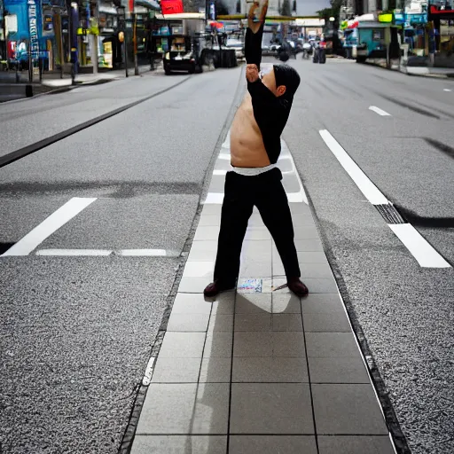 Prompt: A Japanese man using a black power, photo made by Slim Aarons, award winning, EOS-1D, f/1.4, ISO 200, 1/160s, 8K, RAW, unedited, symmetrical balance, in-frame