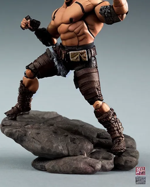 Image similar to dwayne johnson action figure. dnd, high fantasy. royo, artgem, wlop