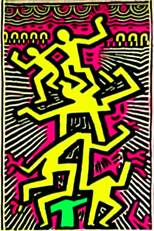 Prompt: the velvet underground and nico playing live on stage at a night club, beautiful stage decoration with flowers in the background, painting by keith haring, very detailed and toned down and ornamental and moody and cool and relaxed and high on drugs, tasteful colors, trending on artstation, behance contest winner